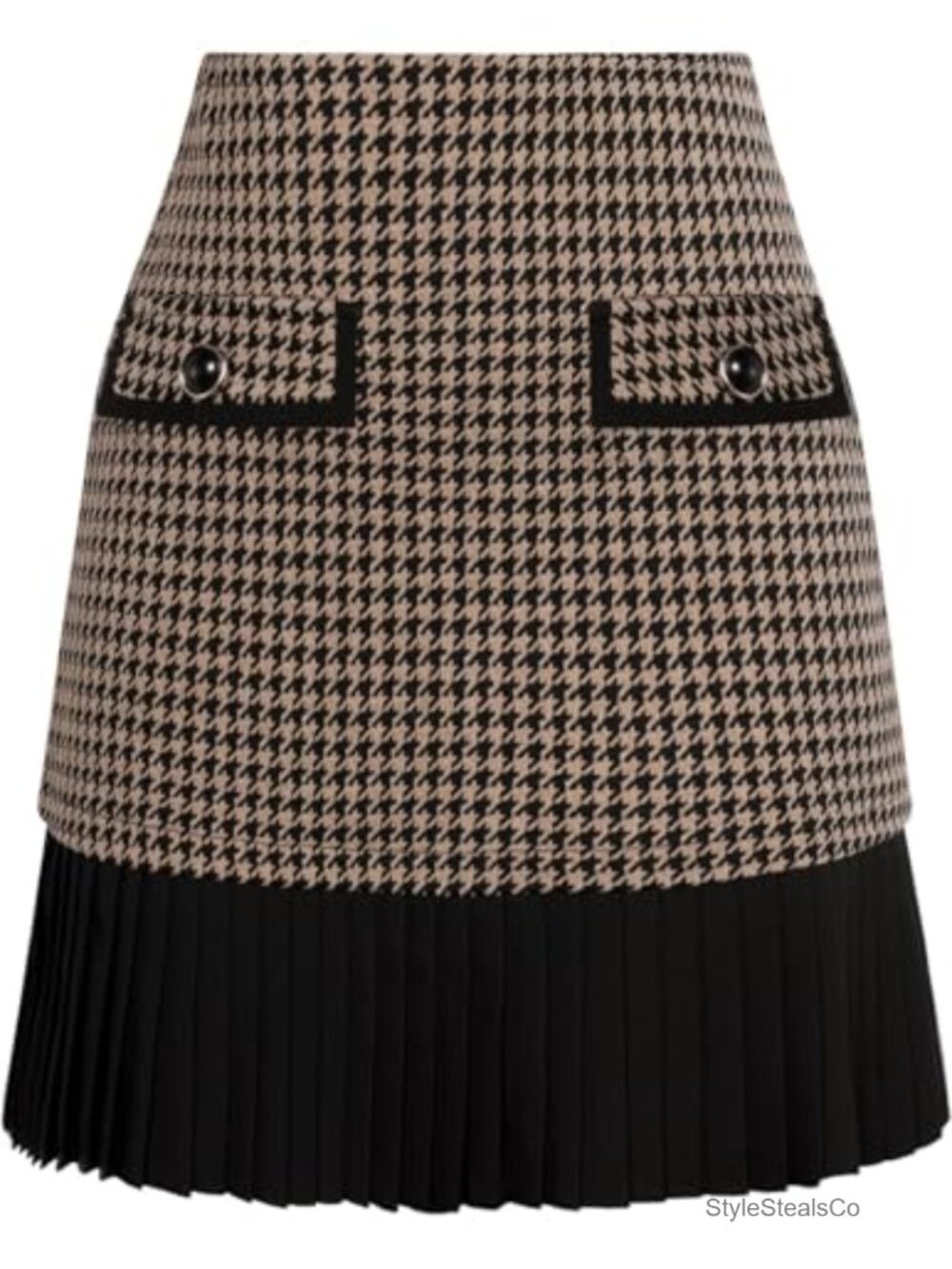 Women's Plaid High Waist Pleated Mini A-Line Skirt Polyester Viscose Elastane